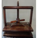 A 19TH CENTURY MAHOGANY BOOK PRESS, 41cm wide