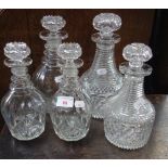 A COLLECTION OF 19TH CENTURY CUT GLASS DECANTERS