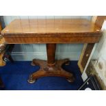 A WILLIAM IV MAHOGANY CARD TABLE, 92cm wide