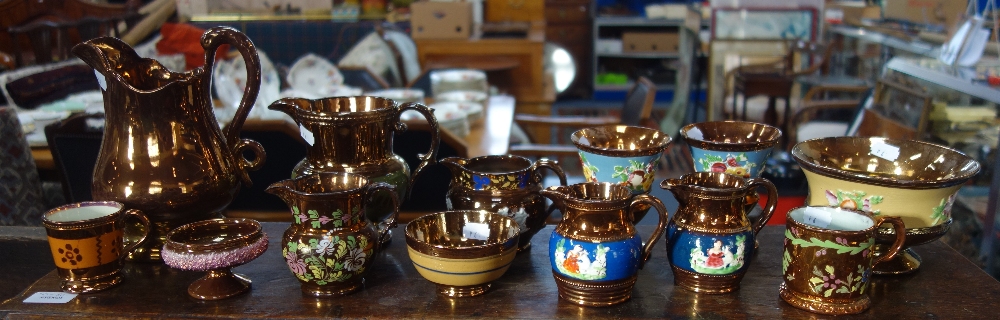 A COLLECTION OF 19TH CENTURY LUSTRE CERAMICS to include jugs