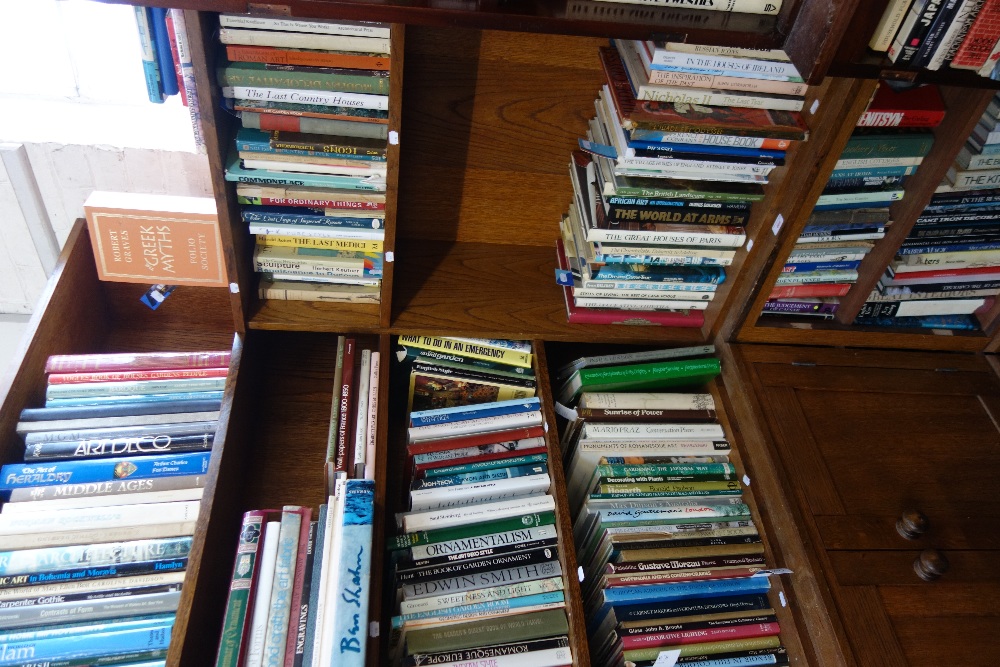 A LARGE COLLECTION OF BOOKS, including art and design (contents of oak bookcase)