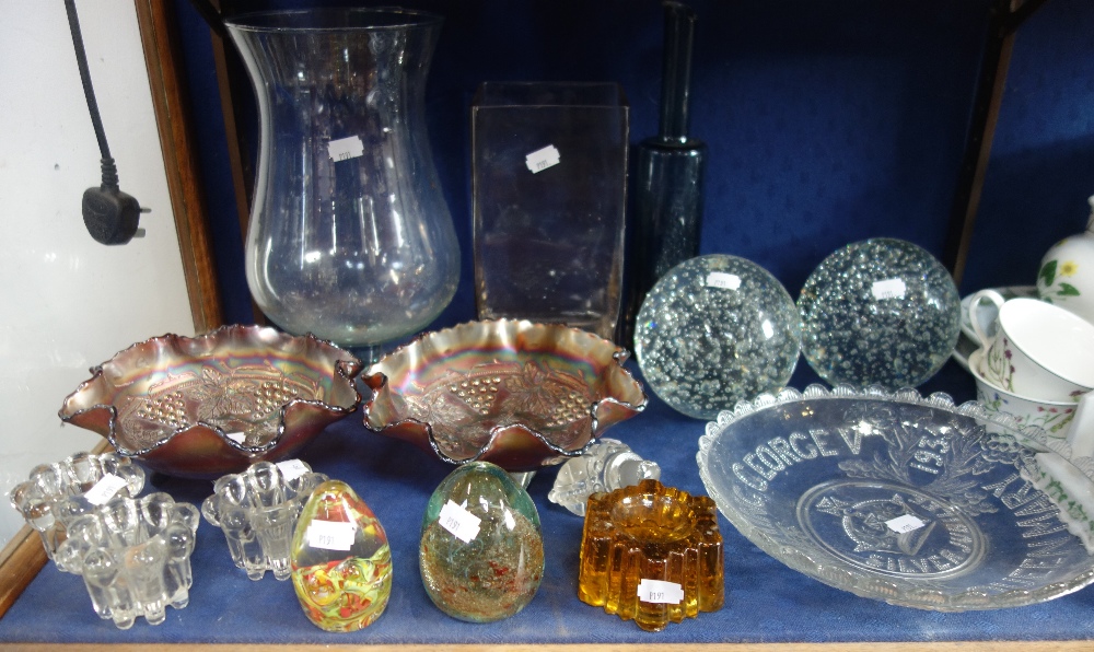 A PAIR OF LARGE GLASS BUBBLE DOOR STOPS and similar glassware