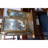 A GEORGE III OAK AND CROSS BANDED DRESSING TABLE, and a gilt framed triple dressing mirror