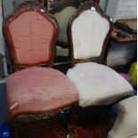 A PAIR OF 19TH CENTURY FRENCH STYLE ROSEWOOD FRAMED SALON CHAIRS, with carved decoration