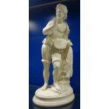 A VICTORIAN PARIAN WARE STUDY OF A LUTE PLAYER, 45cm high