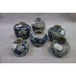 A CHINESE BLUE AND WHITE POT with hand-painted decoration and others similar (6)