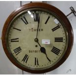 A 19TH CENTURY DIAL WALL CLOCK in a mahogany case, with cast bezel and bevelled glass, 'Turner