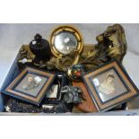 A CARVED WOODEN GILT WALL BRACKET and a collection of sundries
