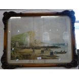 A 19TH CENTURY LITHOGRAPH OF BRIDPORT HARBOUR, pub by A Bugler, Beaminster in original moulded and