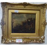 CONTINENTAL SCHOOL 18TH/19TH CENTURY: Figures before ancient ruins, oil on panel in gilt frame