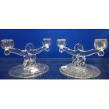 A PAIR OF SCANDINAVIAN GLASS CANDLESTICKS