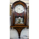 A VICTORIAN WALL CLOCK in a rosewood and marquetry case, 90cm high