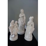 A VICTORIAN PARIAN WARE FIGURE OF A WOMAN and two similar (3)