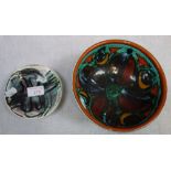 A POOLE POTTERY DELPHIS BOWL, 17.5cm dia. and a similar dish (2)