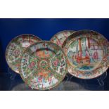FOUR CHINESE FAMILLE ROSE PLATES, the largest 24 cm dia.