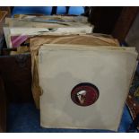 A COLLECTION OF VINTAGE 78rpm RECORDS contained in an oak case