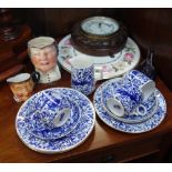 A 19TH CENTURY DERBY PART TEASET, similar items and a barometer