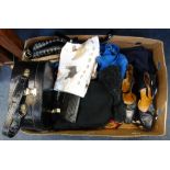 A COLLECTION OF VINTAGE LADIES CLOTHES including a vanity bag and shoes