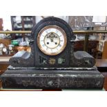 A LARGE 19TH CENTURY SLATE CASED MANTEL CLOCK, 38cm high x 55cm wide