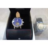 ROTHENSCHILD: A gentleman's wristwatch, the blue dial with Arabic numerals and three subsidiary