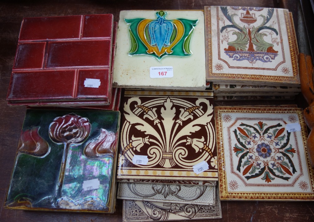 A COLLECTION OF VICTORIAN AND LATER FIREPLACE TILES