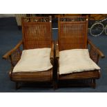 A PAIR OF LATE 19TH CENTURY BAMBOO CONSERVATORY OR PAVILION ARMCHAIRS, each 56cm wide