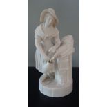 A VICTORIAN PARIAN WARE STUDY OF A WOMAN COLLECTION WATER, 25.5cm high