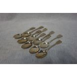 COLLECTION OF 19TH CENTURY SILVER 'FIDDLE PATTERN' TEASPOONS, each engraved with crests and initials