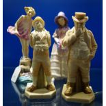 A PAIR OF ROYAL WORCESTER BLUSH IVORY FIGURES, one (John Bull) marked, 'Hadley' (James Hadley) a