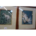 A PAIR OF PASTEL DRAWINGS OF WHIPPETS