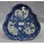 A CHINESE BLUE AND WHITE DISH of lobed form
