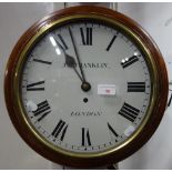 A 19TH CENTURY DIAL CLOCK in a mahogany case, 'Jno Franklin London' with single fusee movement (in