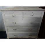 AN EDWARDIAN BIRCH CHEST OF DRAWERS, painted white, 105cm wide