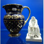 A 19TH CENTURY PARIAN WARE STUDY OF AN OLD WOMAN with her cat, 12.5cm high and a 19th century Sevres