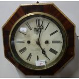 A 19TH CENTURY WALL CLOCK in an octagonal rosewood case