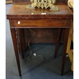 A 19TH CENTURY FOLD-OVER TOP CARD TABLE of small proportions, 56cm wide