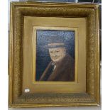 A NAIVE OIL ON CANVAS PAINTING of Sir Winston Churchill