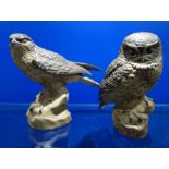 A POOLE POTTERY OWL, signed to base, 'B. Linley-Adams' and a similar kestrel (2)