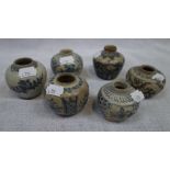 SIX SMALL CHINESE BLUE AND WHITE JARS, for the domestic market, the largest 7 cm dia
