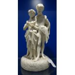 A 19TH CENTURY PARIAN STUDY OF A COURTING COUPLE, 31.5cm high