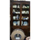 A 1920'S STAINED PINE GLAZED BOOKCASE, 95cm wide