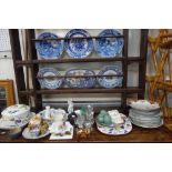 A PAIR OF VICTORIAN BLUE AND WHITE TRANSFER DECORATED BOWLS with cattle and a collection of