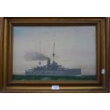 'HMS MARS', signed 'Bond', oil on board