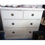 A VICTORIAN PINE CHEST OF DRAWERS, painted white, 90cm wide
