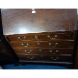 A GEORGE III MAHOGANY BUREAU, 90cm wide