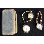 A VICTORIAN 9CT ROSE GOLD WRISTWATCH, the round dial with Arabic numerals, attached to an