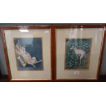 A PAIR OF PASTEL DRAWINGS OF WHIPPETS