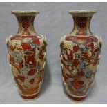A PAIR OF LARGE JAPANESE VASES, decorated with warriors, 49.5cm high