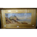 E G SHEPHERD; COASTAL VIEW WITH CASTLE, watercolour, signed and dated 1876, in a gilt frame