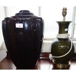 A TABLE LAMP, baluster vase form and another Art Deco style table lamp base